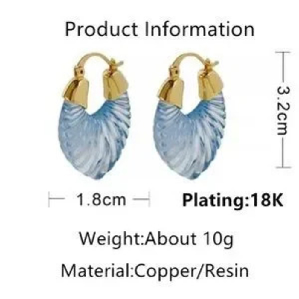 Gold Brown Shell Earrings - Picture 4 of 4